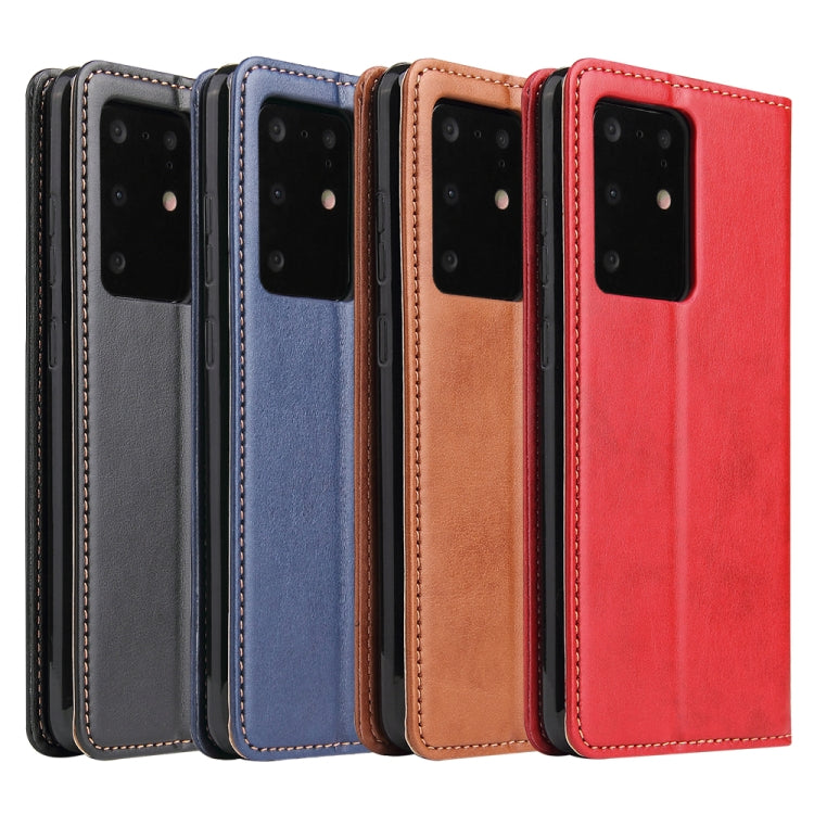 For Galaxy S20 Ultra Fierre Shann PU Genuine Leather Texture Horizontal Flip Leather Case with Holder & Card Slots & Wallet