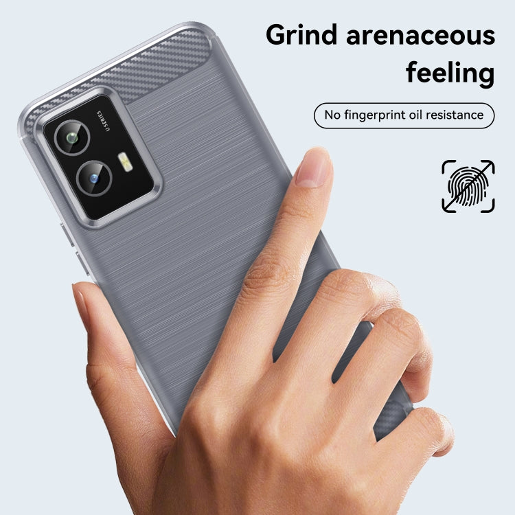 For vivo Y30 5G Brushed Texture Carbon Fiber Shockproof TPU Phone Case