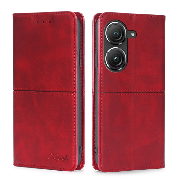 For Asus Zenfone 9 Cow Texture Magnetic Horizontal Flip Leather Phone Case