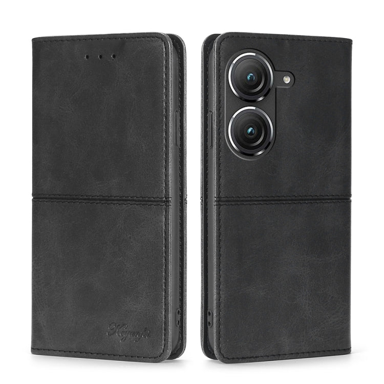 For Asus Zenfone 9 Cow Texture Magnetic Horizontal Flip Leather Phone Case