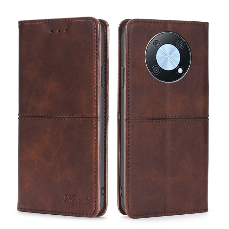 For Huawei nova Y90 4G Cow Texture Magnetic Horizontal Flip Leather Phone Case