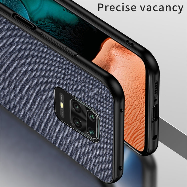 For Xiaomi Redmi Note 9 Pro Shockproof Splicing PU + Cloth Texture PC + TPU Protective Case