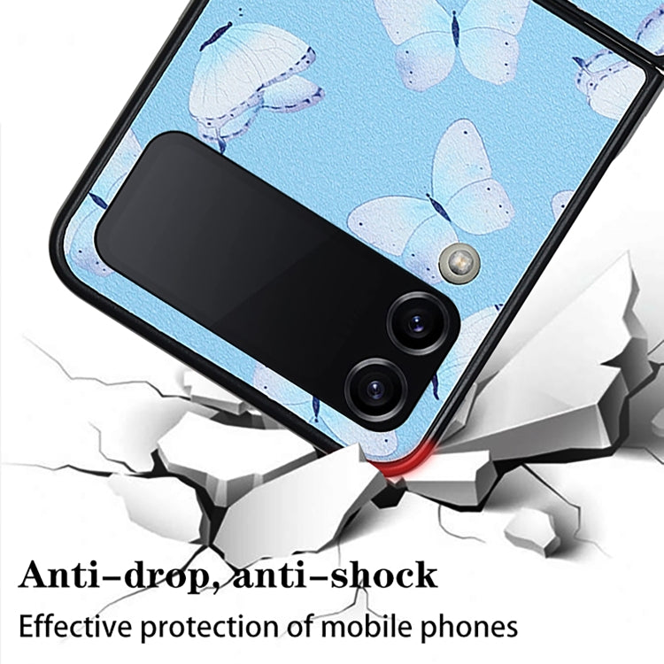 For Samsung Galaxy Z Flip3 5G TPU Shockproof Folding Protective Phone Case with Bracelet(Blue Butterfly)