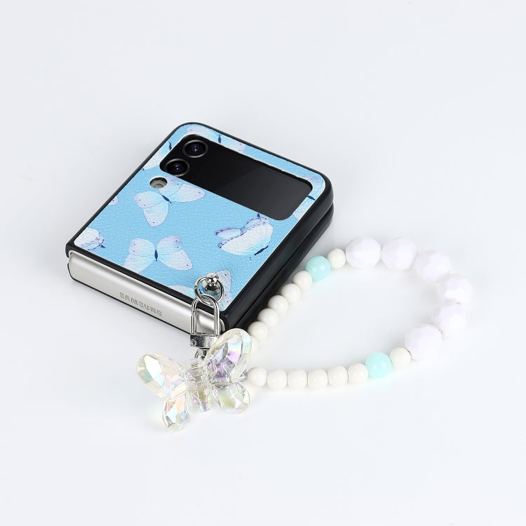 For Samsung Galaxy Z Flip4 TPU Shockproof Folding Protective Phone Case with Bracelet(Blue Butterfly)