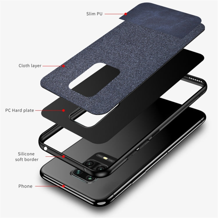 For Xiaomi Redmi Note 9 Pro Shockproof Cloth Texture PC + TPU Protective Case