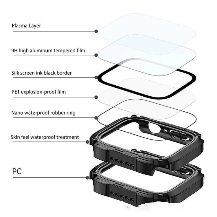 Screen Tempered Glass Film Armor Waterproof Watch Case For Apple Watch Series 8&7 45mm