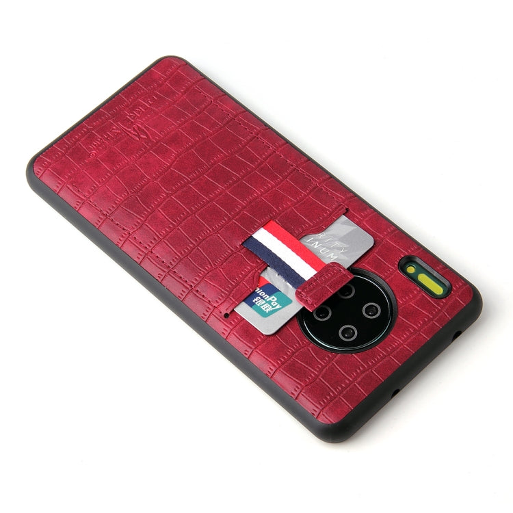 For Huawei Mate 30 Fierre Shann Crocodile Texture PU Leather Protective Case with Card Slot