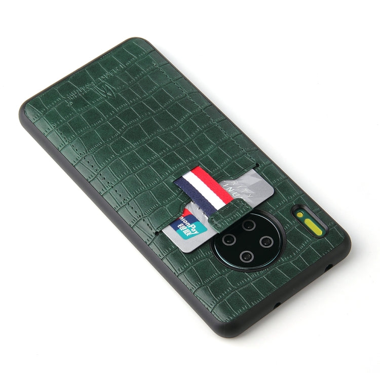 For Huawei Mate 30 Fierre Shann Crocodile Texture PU Leather Protective Case with Card Slot