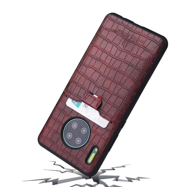 For Huawei Mate 30 Pro Fierre Shann Crocodile Texture PU Leather Protective Case with Card Slot