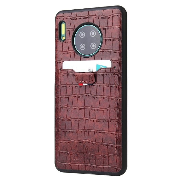 For Huawei Mate 30 Pro Fierre Shann Crocodile Texture PU Leather Protective Case with Card Slot