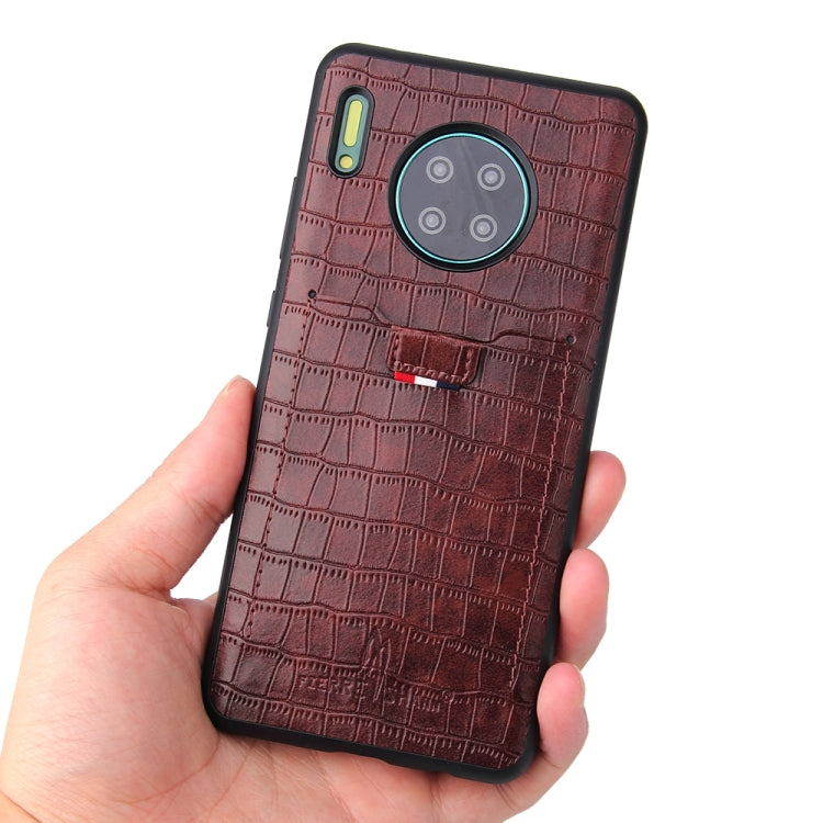 For Huawei Mate 30 Pro Fierre Shann Crocodile Texture PU Leather Protective Case with Card Slot
