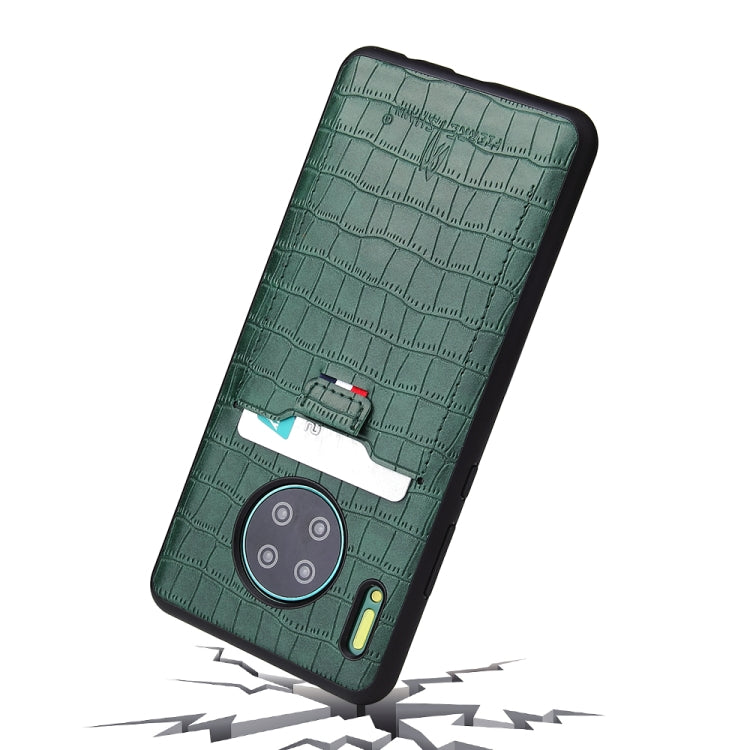 For Huawei Mate 30 Pro Fierre Shann Crocodile Texture PU Leather Protective Case with Card Slot