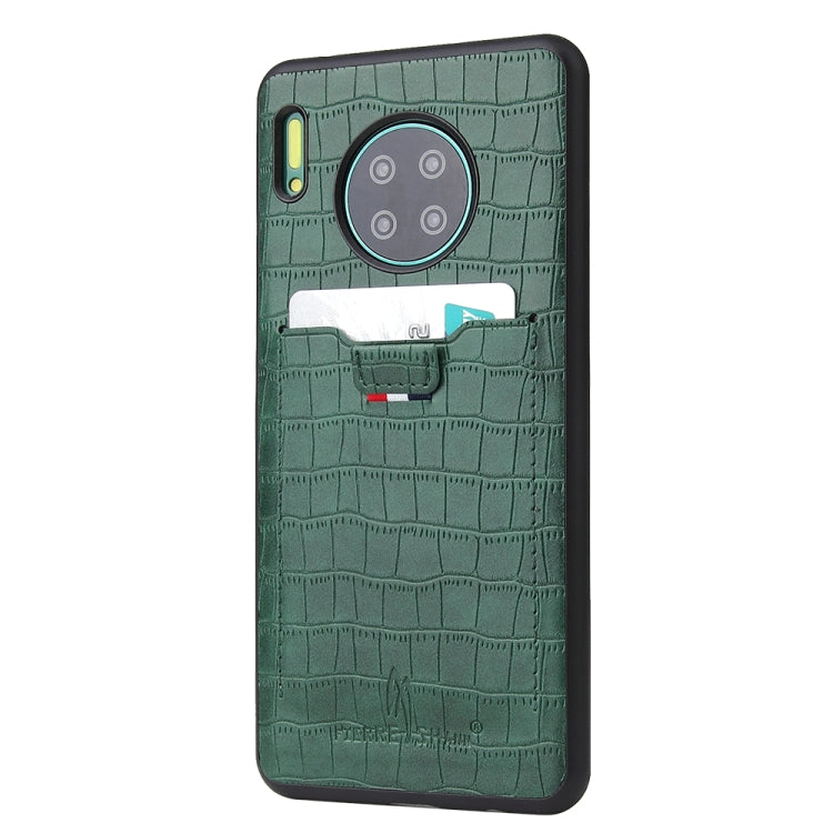 For Huawei Mate 30 Pro Fierre Shann Crocodile Texture PU Leather Protective Case with Card Slot