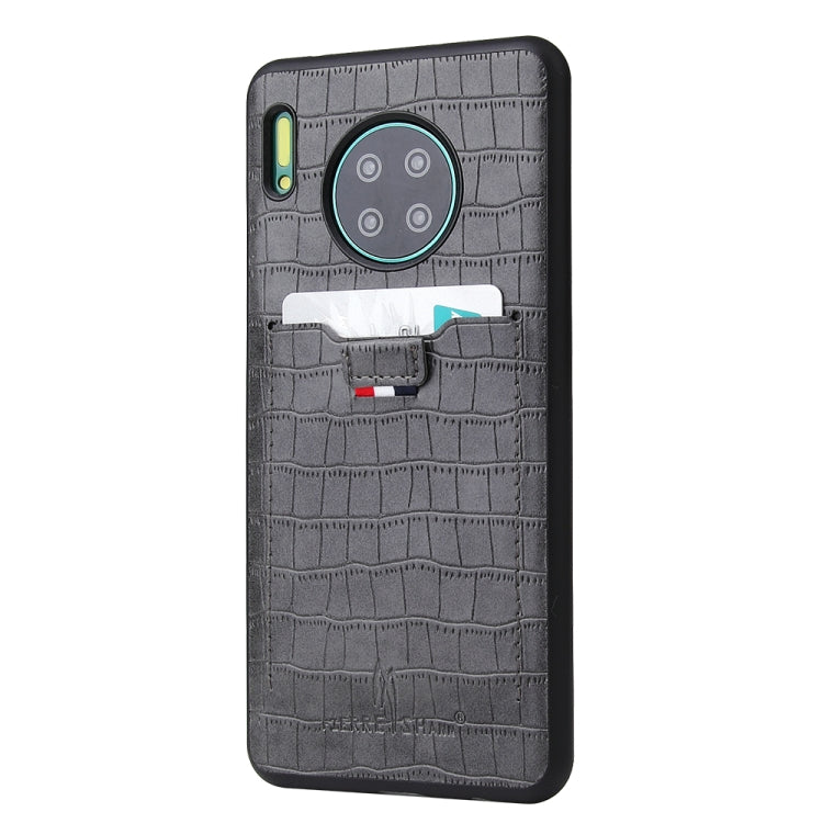 For Huawei Mate 30 Pro Fierre Shann Crocodile Texture PU Leather Protective Case with Card Slot