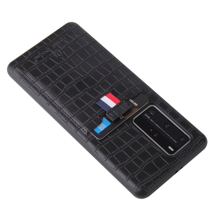 For Huawei P40 Fierre Shann Crocodile Texture PU Leather Protective Case with Card Slot