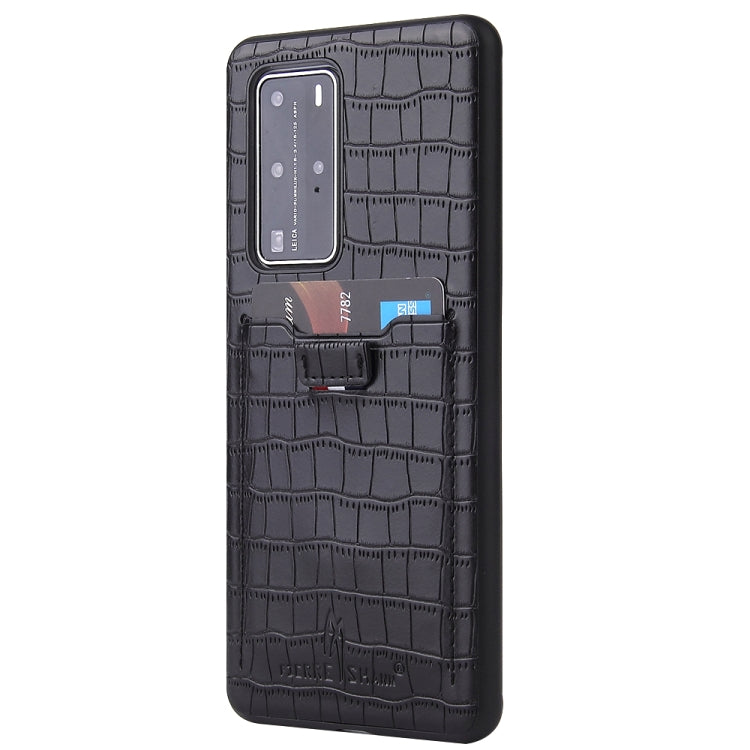 For Huawei P40 Fierre Shann Crocodile Texture PU Leather Protective Case with Card Slot
