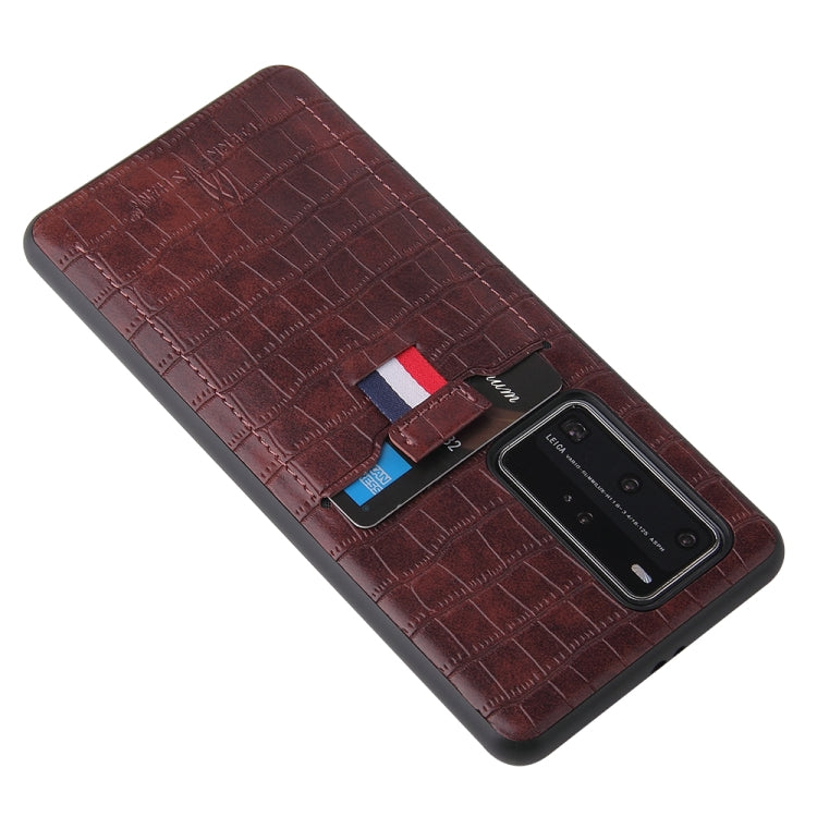 For Huawei P40 Fierre Shann Crocodile Texture PU Leather Protective Case with Card Slot