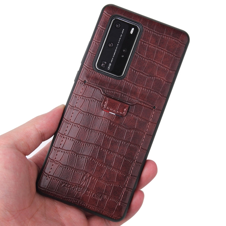 For Huawei P40 Fierre Shann Crocodile Texture PU Leather Protective Case with Card Slot