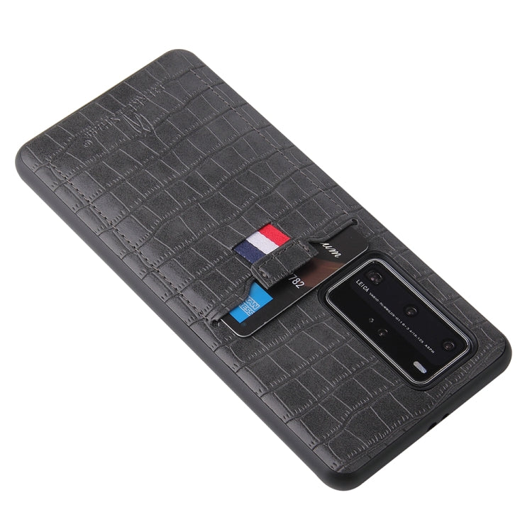 For Huawei P40 Fierre Shann Crocodile Texture PU Leather Protective Case with Card Slot