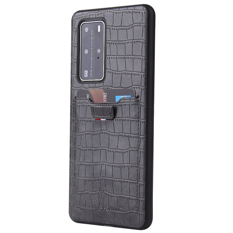 For Huawei P40 Fierre Shann Crocodile Texture PU Leather Protective Case with Card Slot