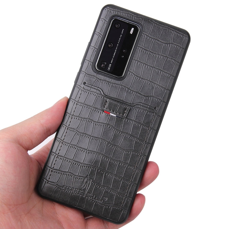 For Huawei P40 Fierre Shann Crocodile Texture PU Leather Protective Case with Card Slot