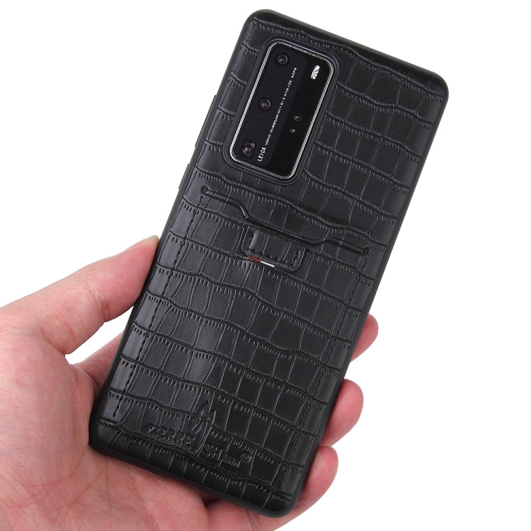 For Huawei P40 Pro Fierre Shann Crocodile Texture PU Leather Protective Case with Card Slot