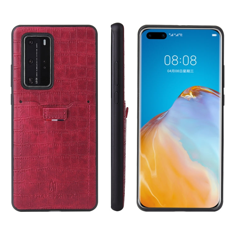 For Huawei P40 Pro Fierre Shann Crocodile Texture PU Leather Protective Case with Card Slot