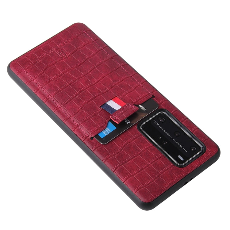 For Huawei P40 Pro Fierre Shann Crocodile Texture PU Leather Protective Case with Card Slot