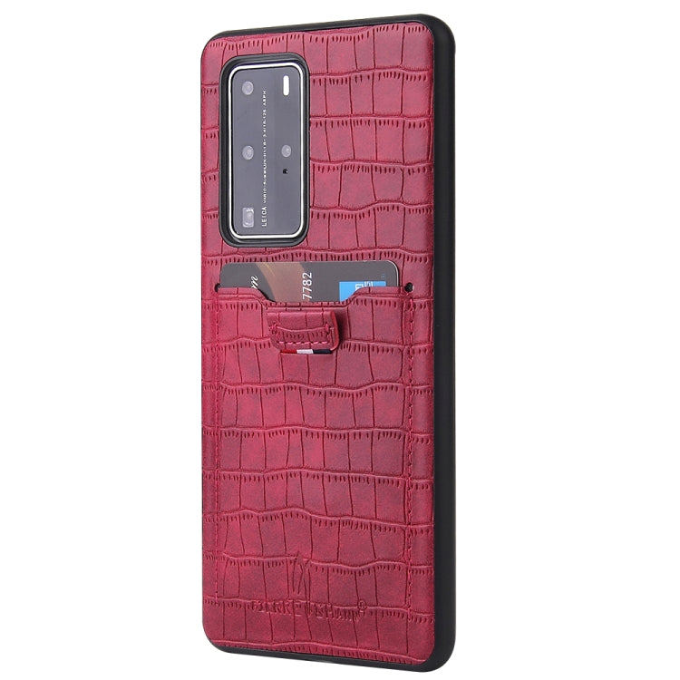 For Huawei P40 Pro Fierre Shann Crocodile Texture PU Leather Protective Case with Card Slot