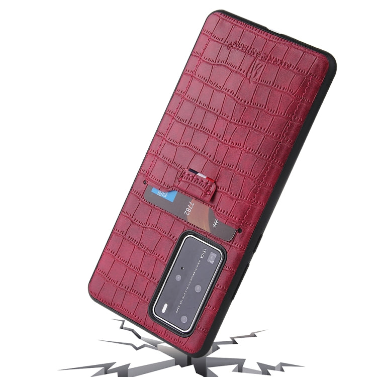For Huawei P40 Pro Fierre Shann Crocodile Texture PU Leather Protective Case with Card Slot
