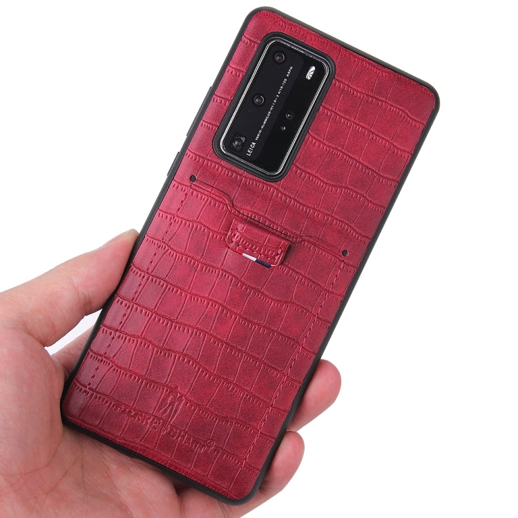For Huawei P40 Pro Fierre Shann Crocodile Texture PU Leather Protective Case with Card Slot