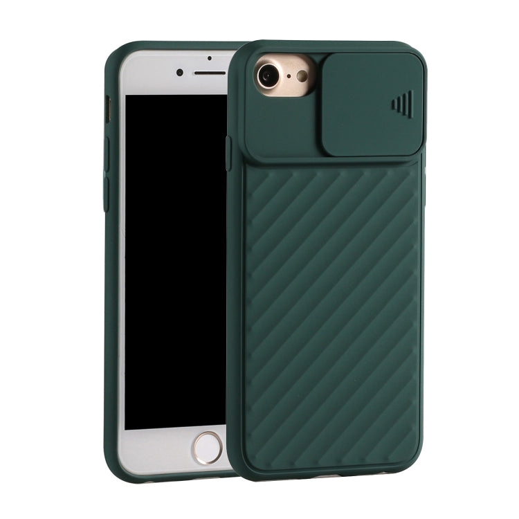 For iPhone SE 2022 / SE 2020 Sliding Camera Cover Design Twill Anti-Slip TPU Case