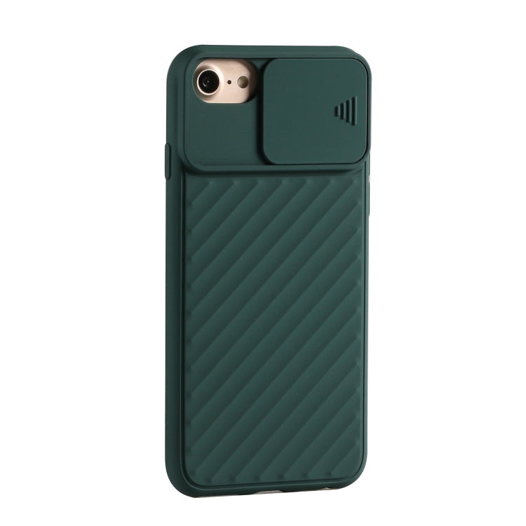 For iPhone SE 2022 / SE 2020 Sliding Camera Cover Design Twill Anti-Slip TPU Case