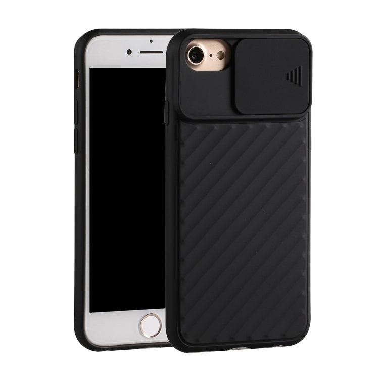 For iPhone SE 2022 / SE 2020 Sliding Camera Cover Design Twill Anti-Slip TPU Case