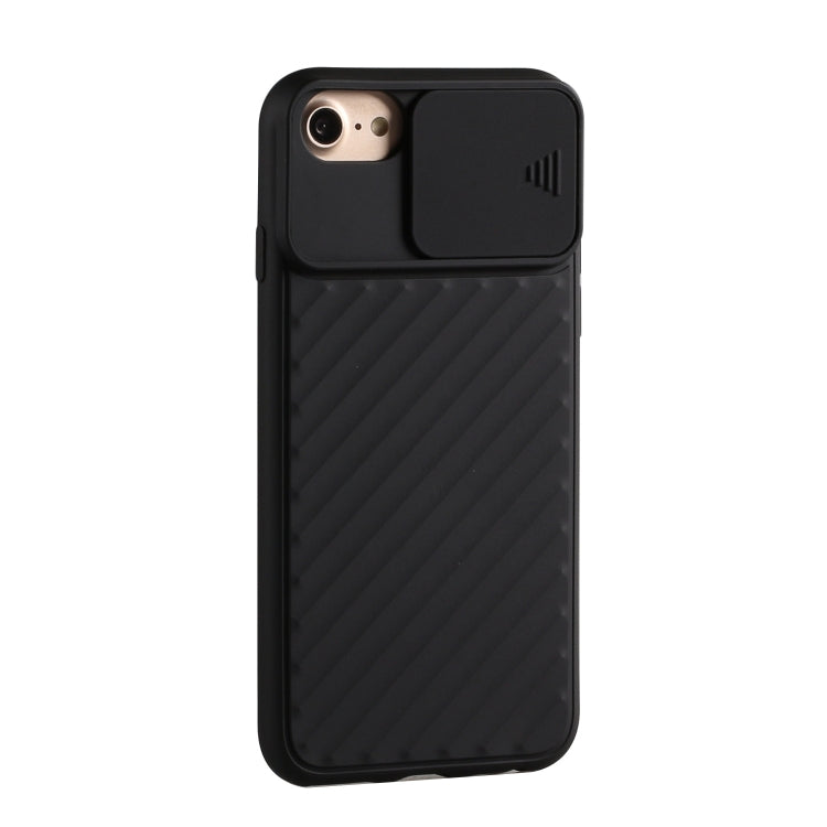 For iPhone SE 2022 / SE 2020 Sliding Camera Cover Design Twill Anti-Slip TPU Case