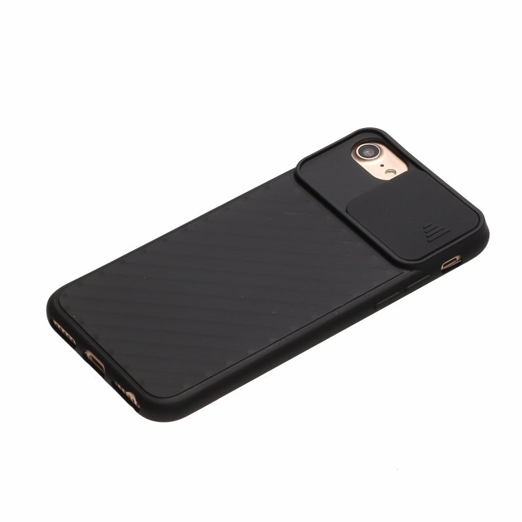 For iPhone SE 2022 / SE 2020 Sliding Camera Cover Design Twill Anti-Slip TPU Case
