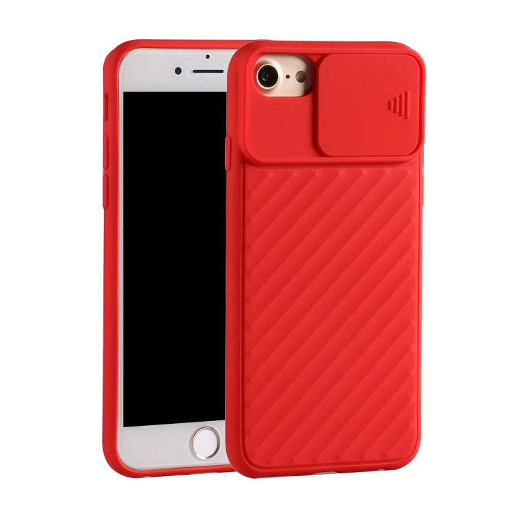 For iPhone SE 2022 / SE 2020 Sliding Camera Cover Design Twill Anti-Slip TPU Case