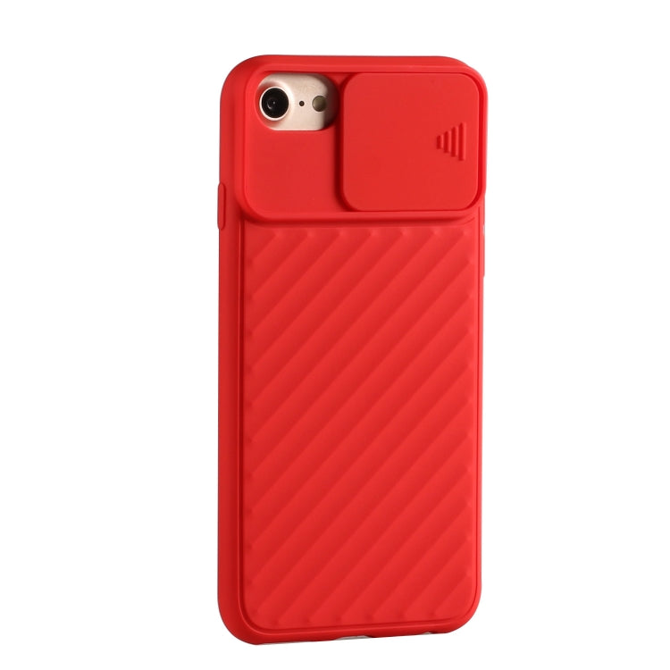 For iPhone SE 2022 / SE 2020 Sliding Camera Cover Design Twill Anti-Slip TPU Case