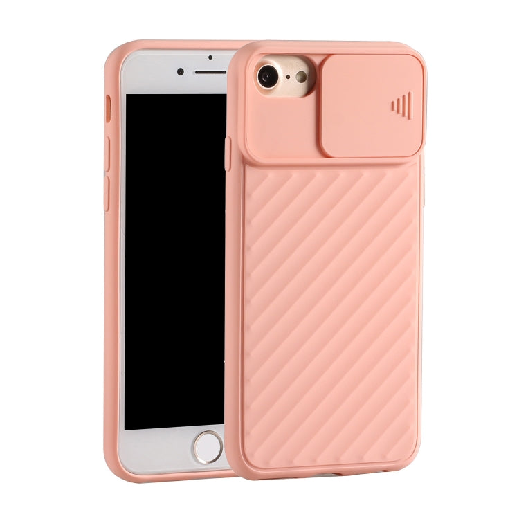 For iPhone SE 2022 / SE 2020 Sliding Camera Cover Design Twill Anti-Slip TPU Case