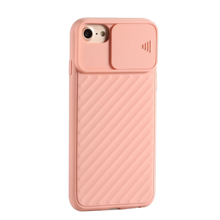 For iPhone SE 2022 / SE 2020 Sliding Camera Cover Design Twill Anti-Slip TPU Case