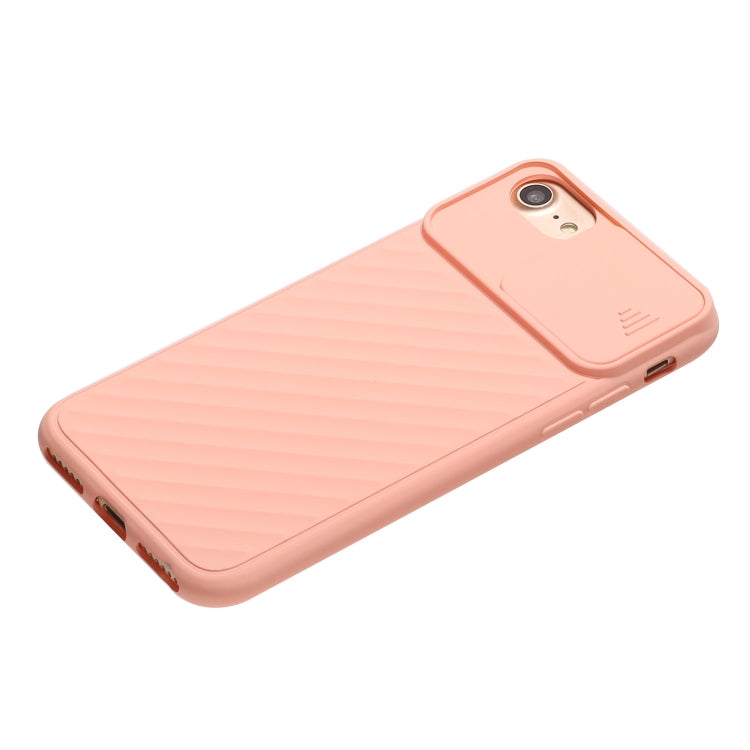 For iPhone SE 2022 / SE 2020 Sliding Camera Cover Design Twill Anti-Slip TPU Case