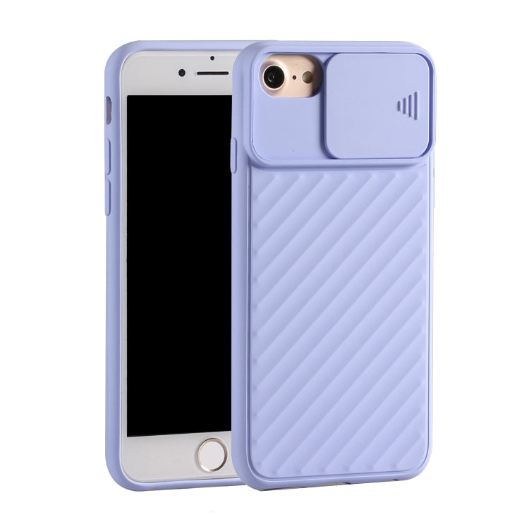 For iPhone SE 2022 / SE 2020 Sliding Camera Cover Design Twill Anti-Slip TPU Case