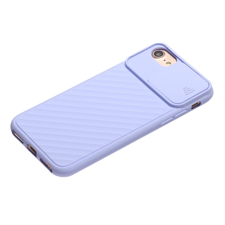 For iPhone SE 2022 / SE 2020 Sliding Camera Cover Design Twill Anti-Slip TPU Case