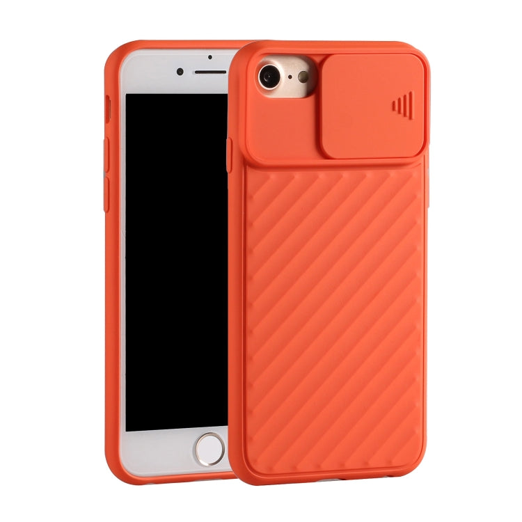 For iPhone SE 2022 / SE 2020 Sliding Camera Cover Design Twill Anti-Slip TPU Case