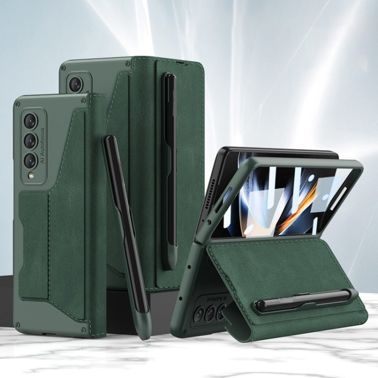 For Samsung Galaxy Z Fold4 GKK Screen Tempered Glass Film Armor Flip Leather Case with Pen Slot