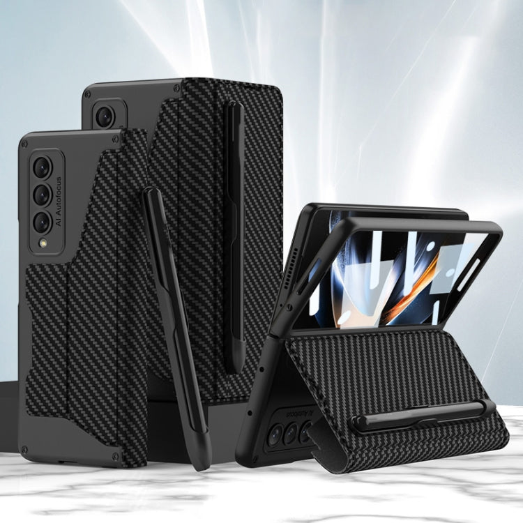 For Samsung Galaxy Z Fold4 GKK Screen Tempered Glass Film Armor Flip Leather Case with Pen Slot