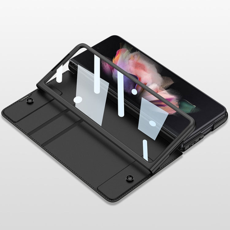 For Samsung Galaxy Z Fold4 GKK Screen Tempered Glass Film Armor Flip Leather Case with Pen Slot