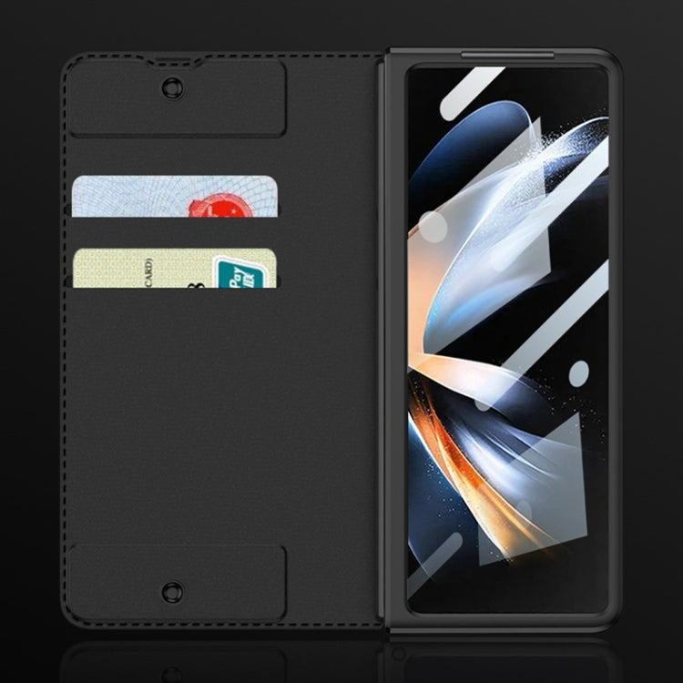 For Samsung Galaxy Z Fold4 GKK Screen Tempered Glass Film Armor Flip Leather Case with Pen Slot