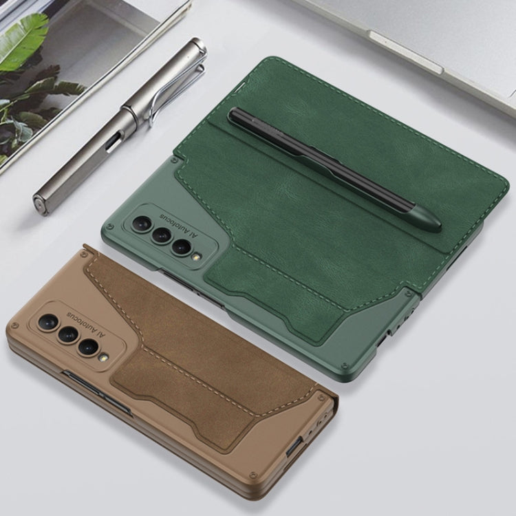 For Samsung Galaxy Z Fold4 GKK Screen Tempered Glass Film Armor Flip Leather Case with Pen Slot