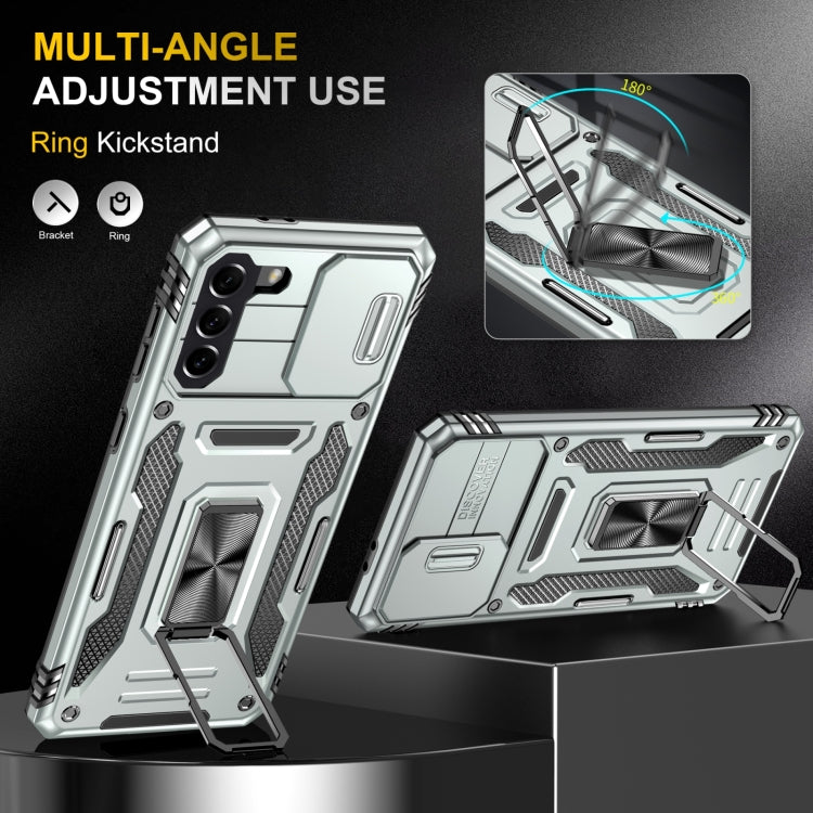 For Samsung Galaxy S22 5G Armor PC + TPU Camera Shield Phone Case